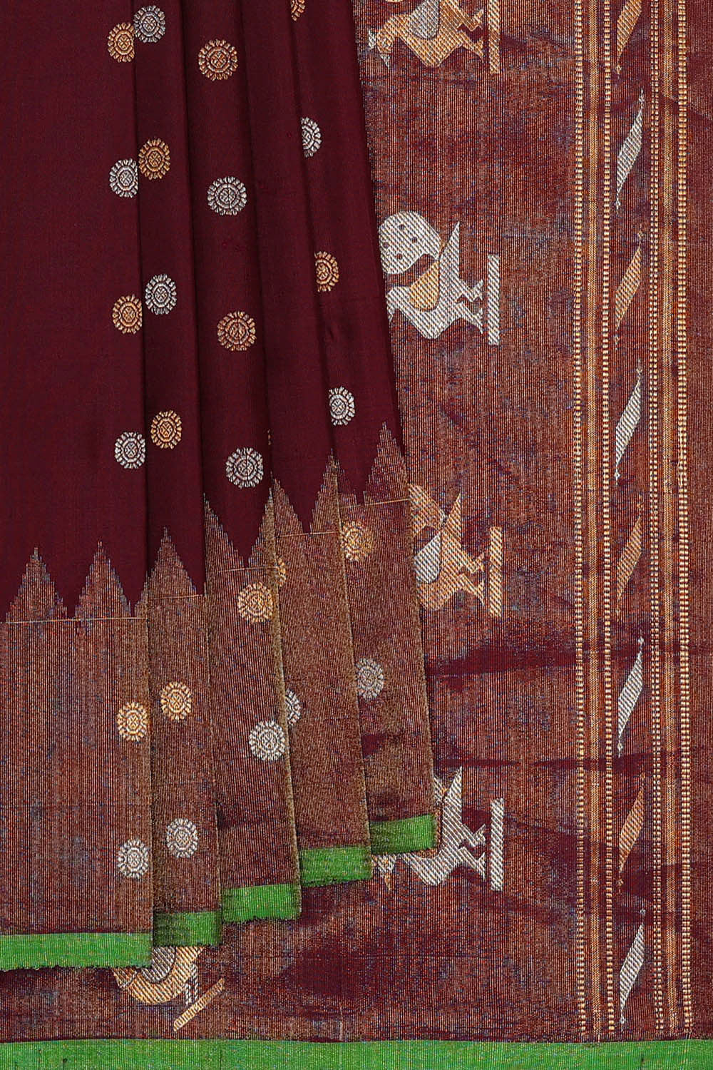 Image of Gadwal Silk Maroon Saree